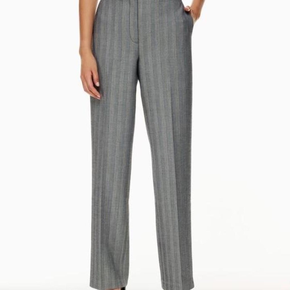 Ariztia Babaton Grey Pinstripe Agency Wool Pant